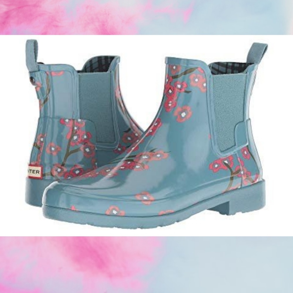 Hunter Refined Blossom Print Chelsea Rain Boots